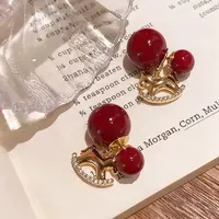 铜合金仿水晶耳饰 新年红小马好运耳饰百搭精致时尚马年耳钉耳环