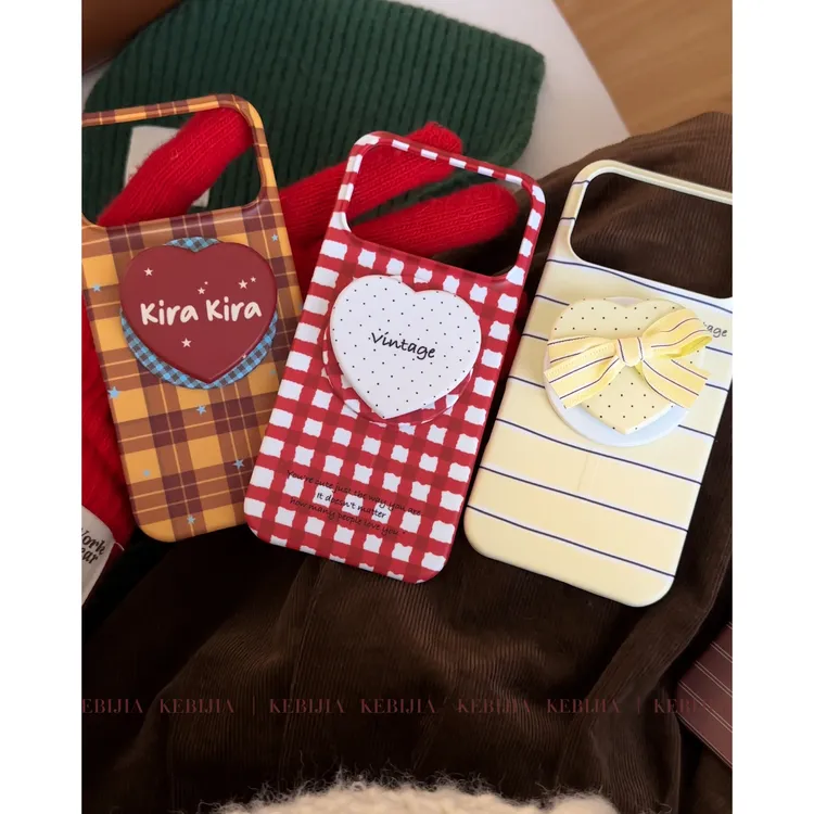 ins韩风条纹格纹磁吸菲林壳防摔适用于苹果17promax15/16手机壳