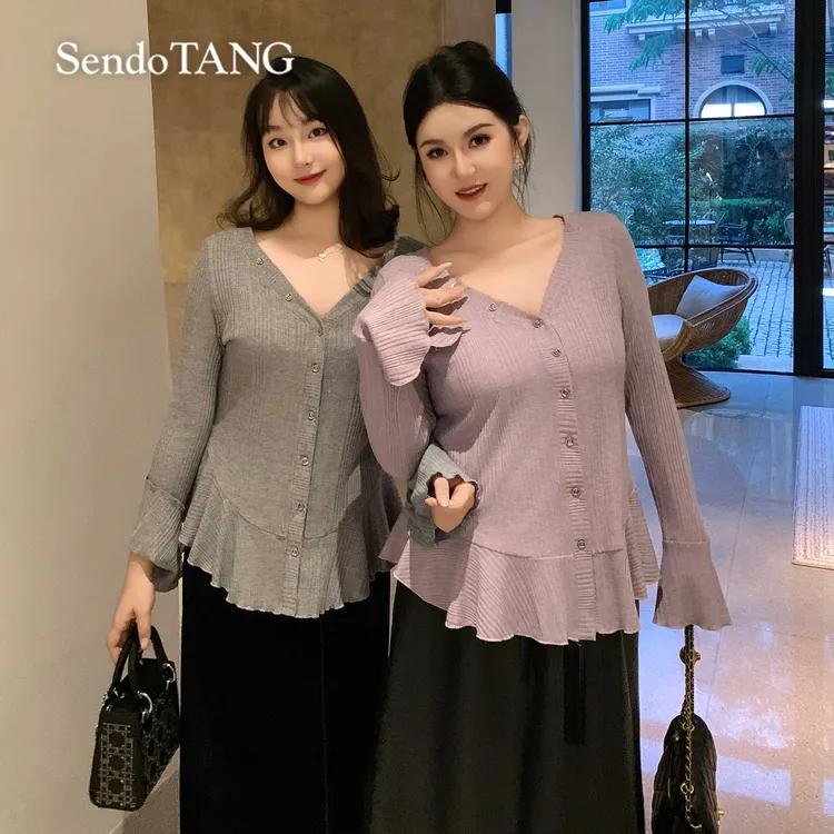 法式设计喇叭袖开衫上衣【温蒂】胖多女装高级感洋气百搭显瘦上衣