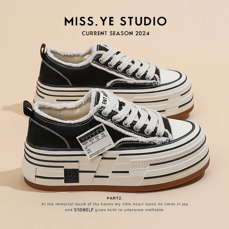 厚底增高乞丐帆布鞋女2025春季新款韩版百搭透气街拍潮鞋休闲板鞋