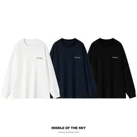 MIDDLE OF THE SKY冬季基础简约宽松双面绒感毛线领百搭印花长袖