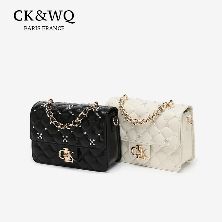 小ck&wq包包女款爆款2025新款小香风菱格小众时尚单肩斜挎小方包