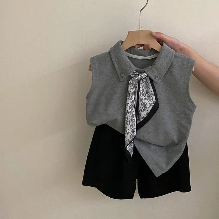 【安安家】女童套装夏季儿童洋气时髦POLO衫短裤两件套潮流Z-DMB01