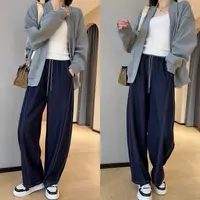 【现货+运费险】洋气老钱风香蕉裤显瘦明线弯刀阔腿裤女宽松休闲裤
