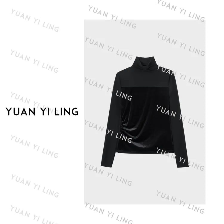 袁艺灵【简系】秋冬醋酸亲肤感拼接设计感显瘦上衣3091