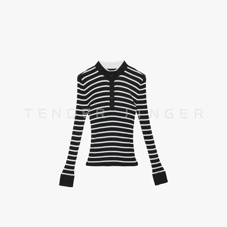 Tender Jinger｜线下专供 假两件亨利领细支羊毛针织衫T54BBS50510