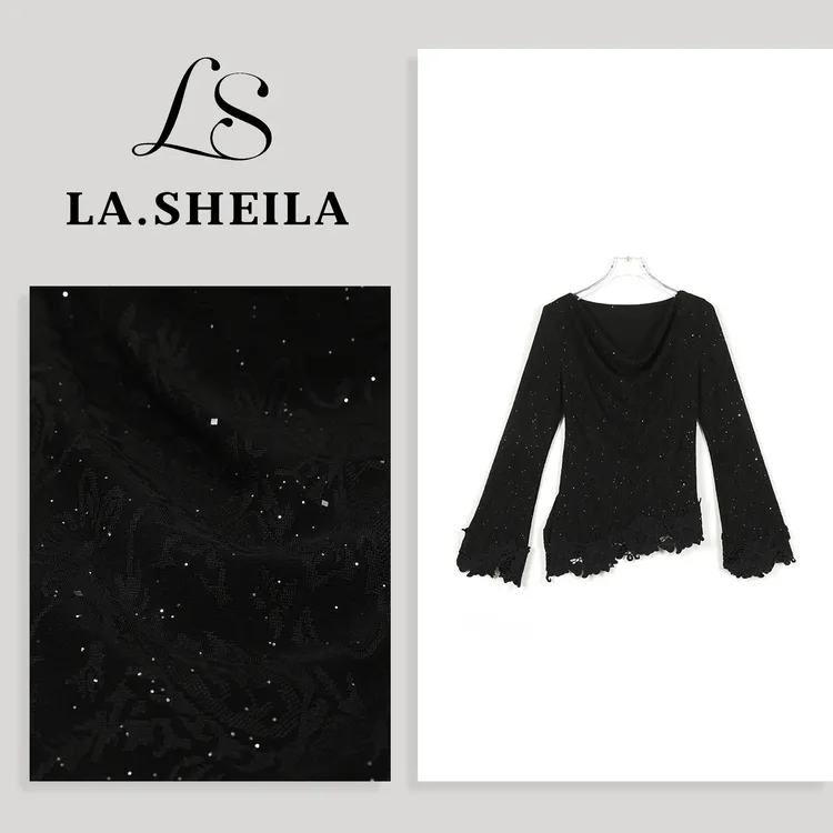 LA.Sheila“华洛克”拼蕾丝喇叭满天星上衣253-SY/0731-3102106