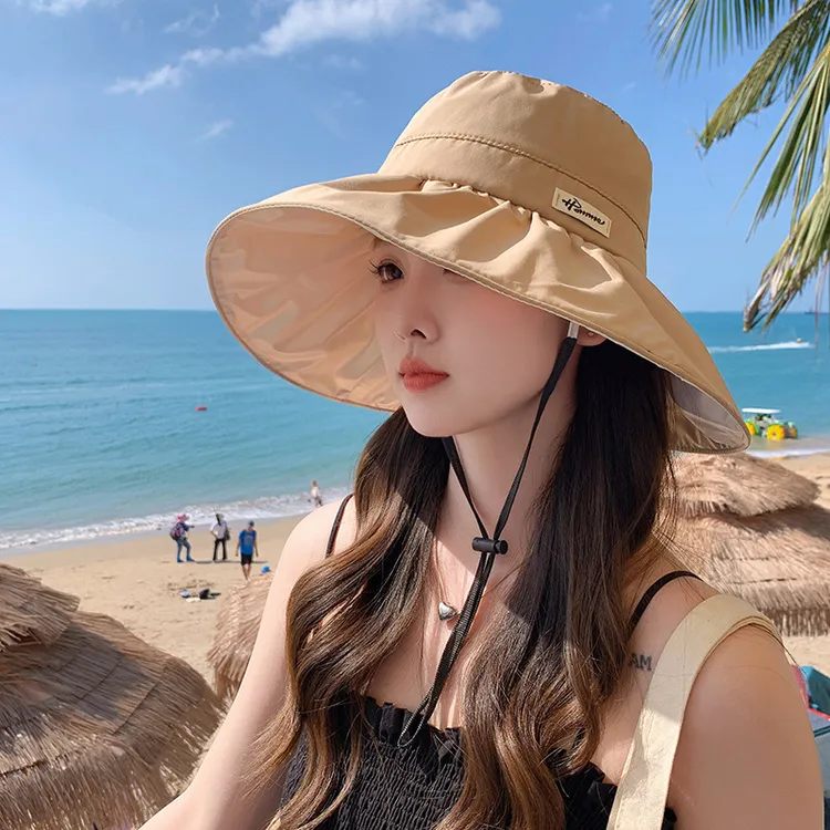 夏季遮阳帽帽子女士时尚草帽防紫外线渔夫帽空顶帽骑车夏天户外潮