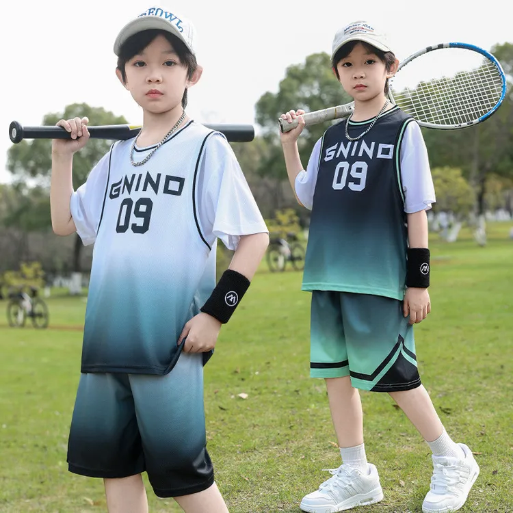 儿童羽毛球服套装男童运动短袖速干衣学生羽毛球服队服男童套装