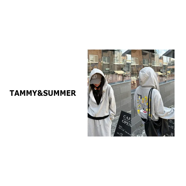 【Tammy&Summer】韩版连帽时尚拉链卫衣休闲宽松百搭半身裙601825