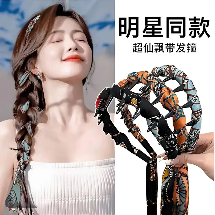 复古飘带发箍女2025新款高颅顶防滑带齿压发头箍一体式绑头发带子