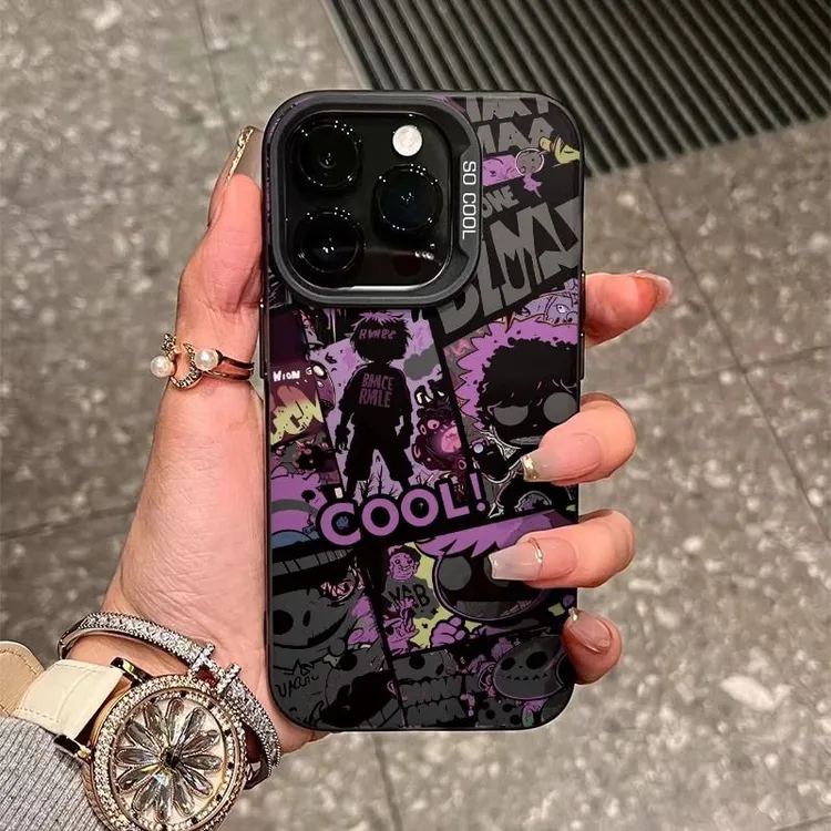 幽灵插画男孩适用苹果16PROMAX手机壳iPhone15大孔14卡通13软壳12