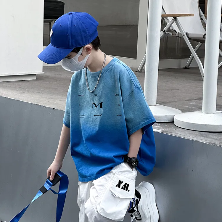 男童t恤短袖2025爆款休闲纯棉半袖洋气中大童宽松韩版夏装TXW621