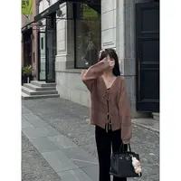 MYRA“拿铁”进口美丽诺羊毛绑带小个子针织衫女XMSC025427