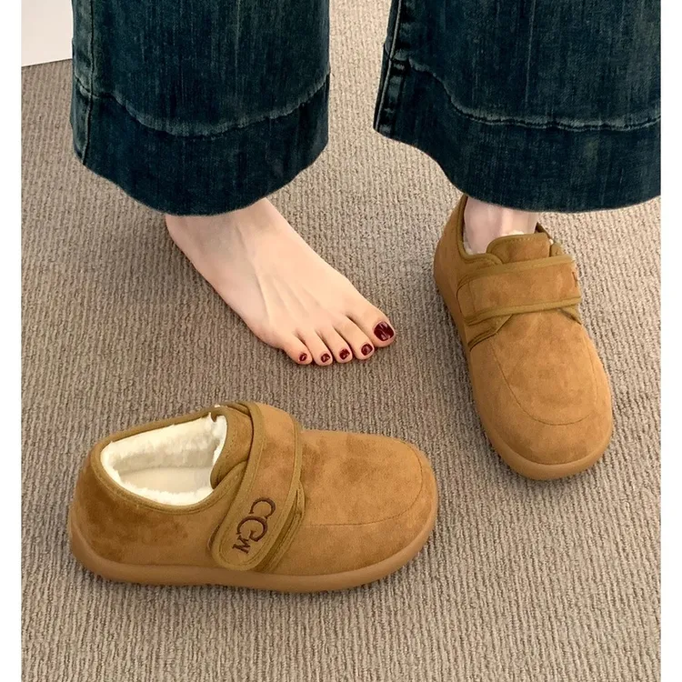 厚底加绒勃肯鞋女雪地靴2025新款秋冬季防滑毛毛豆豆鞋保暖棉鞋cy