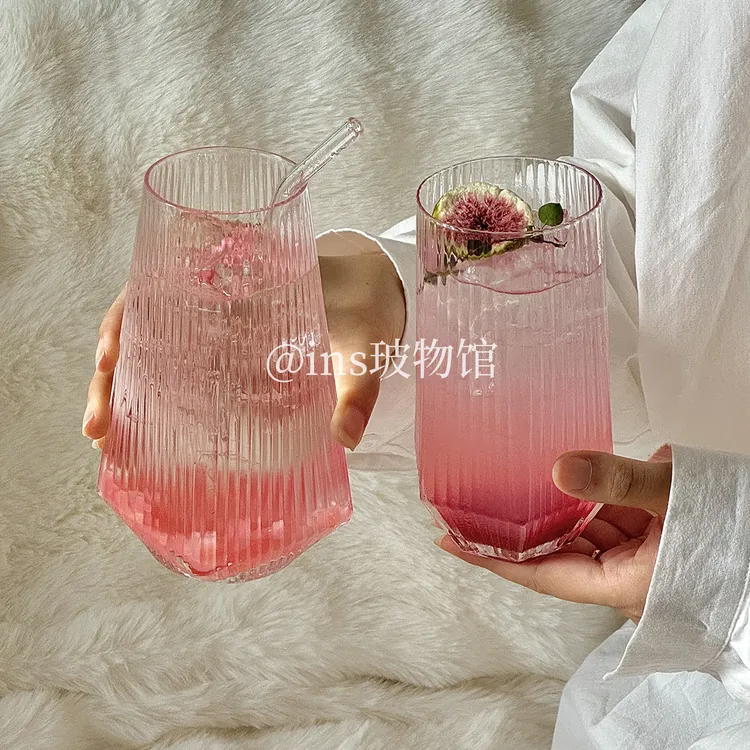 ins网红直身四方杯方形玻璃水杯子冷饮料饮品杯高颜值小众设计感