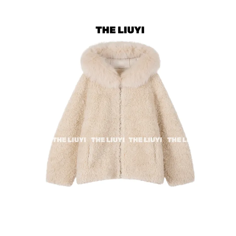 【LIUYI】小芬兰～100全羊毛连帽狐狸毛领外套58281