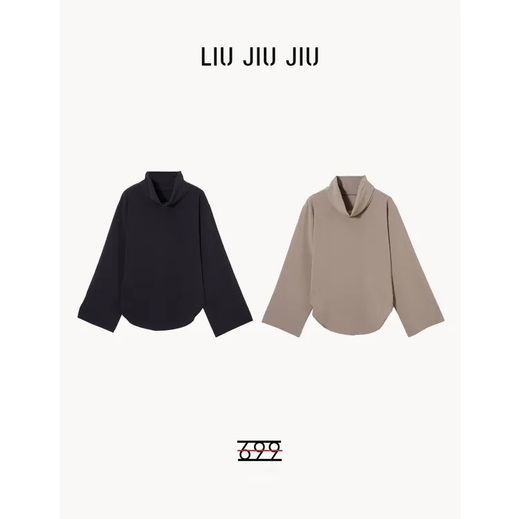 LIUJIUJIU 欧版秋季新款高级感气质高领显瘦长袖时尚上衣SY4779L