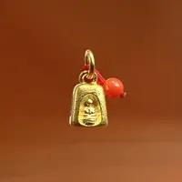 足金+南红四面佛小吊坠 5.8*8.5 金重约2.1g