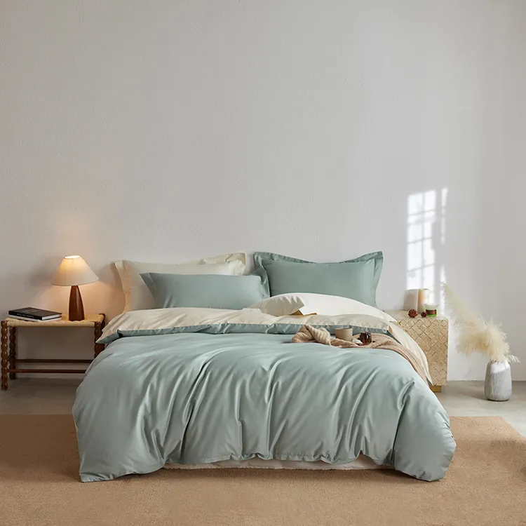 轻奢贡缎全棉长绒棉全棉四件套纯色简约透气柔软床上四件套