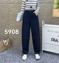 5908高腰秋季女弯刀裤牛仔裤黑直筒裤长裤休闲裤