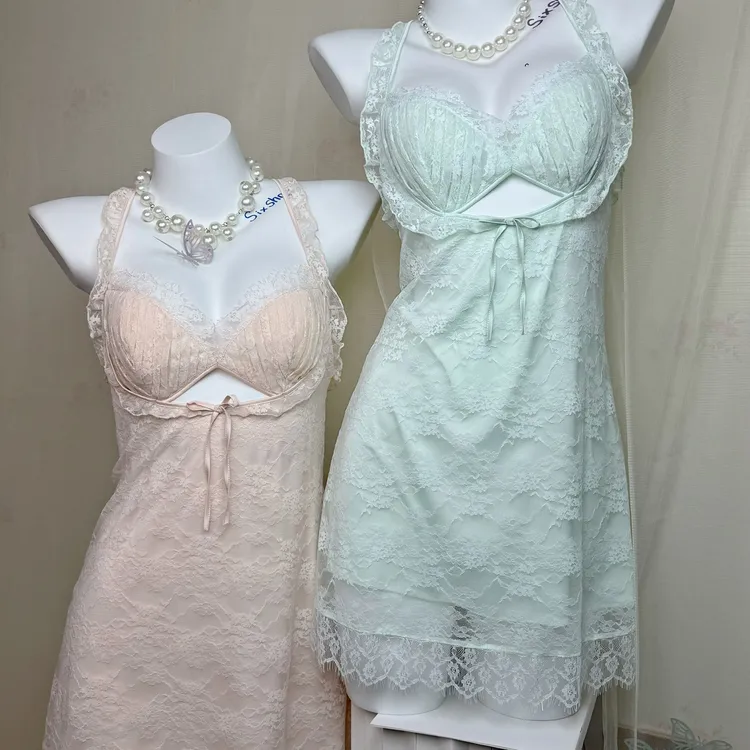 Six shop网纱蕾丝性感吊带睡裙