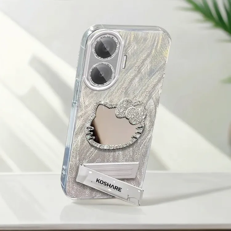 红米Turbo4Pro手机壳羽纱自带镜头膜Redmiturbo4pro镶钻kt猫镜子