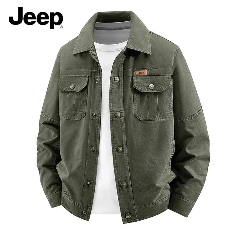 jeep美式潮牌秋季新款工装上衣外套翻领水洗宽松夹克潮流夹克外套