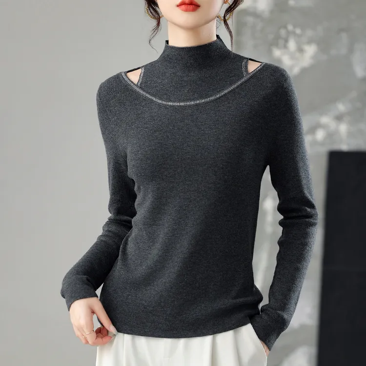 设计感小众毛衣女秋冬修身显瘦上衣2025新款高级感打底衫时髦洋气