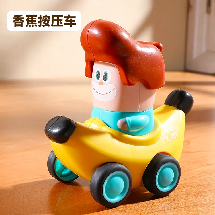 儿童按压小汽车q车耐摔萌口袋卡通水果滑行玩具车益智1一2岁3宝宝