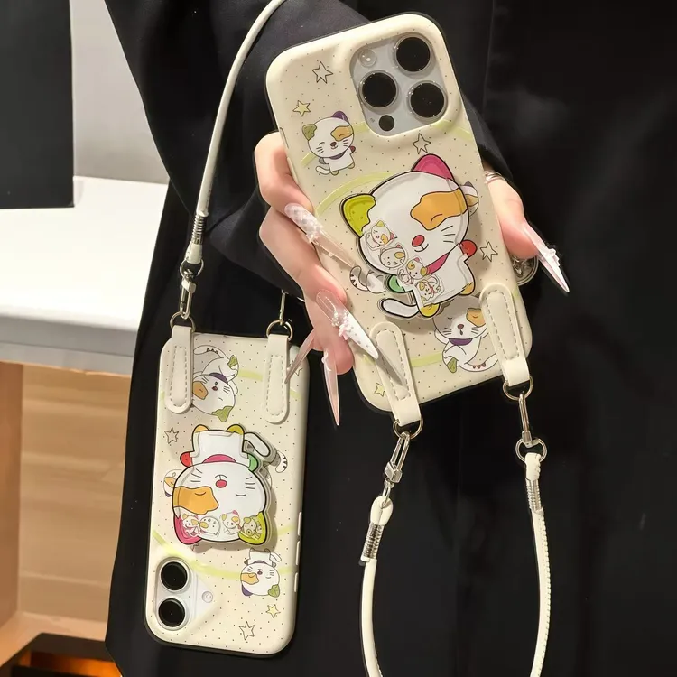 小怪猫摇摇乐支架挂绳适用iPhone17苹果16手机壳华为vivoppo小米