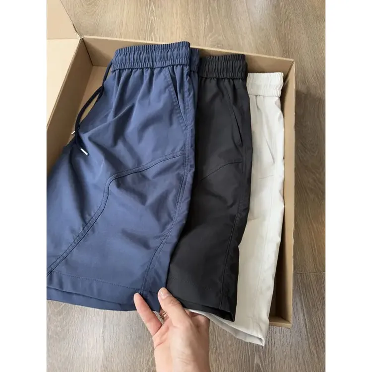 美式斜切工装短裤男夏季薄款拼接冰丝速干休闲裤篮球运动四分裤子