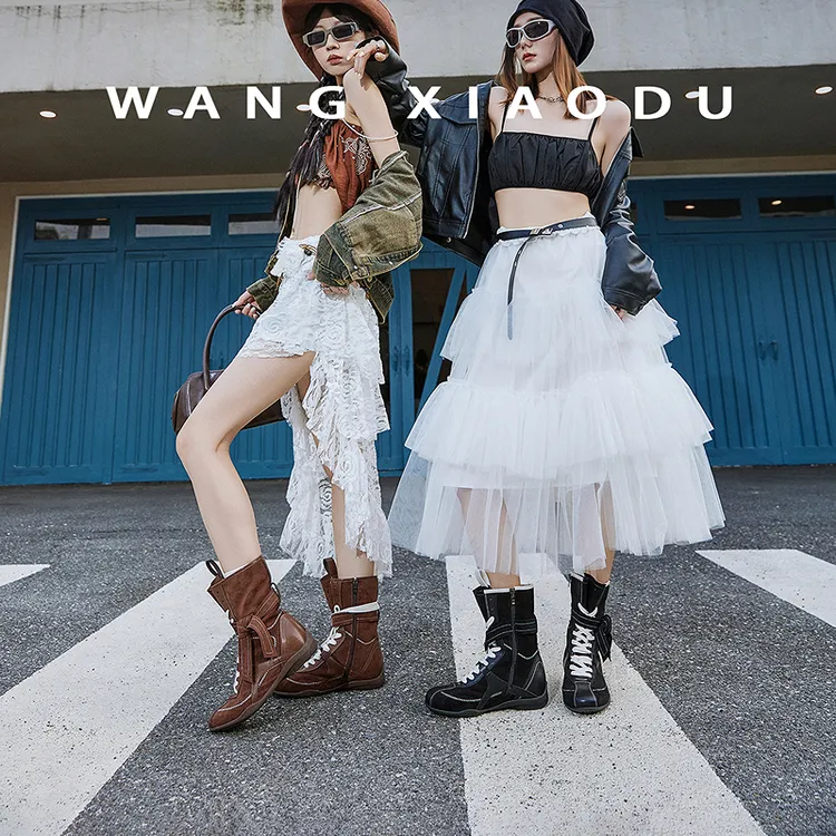 【王小毒】漫步拳击靴●4cm内增高~绒面美拉德短筒靴女运动风复古