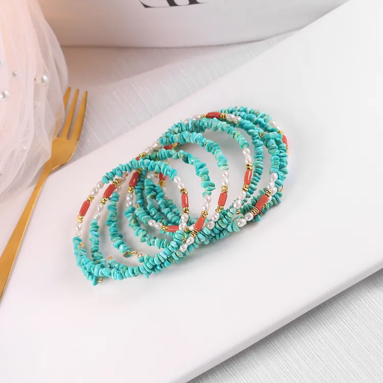 天然原矿随型DIY碎碎链单圈文玩奶蓝色系时尚百搭