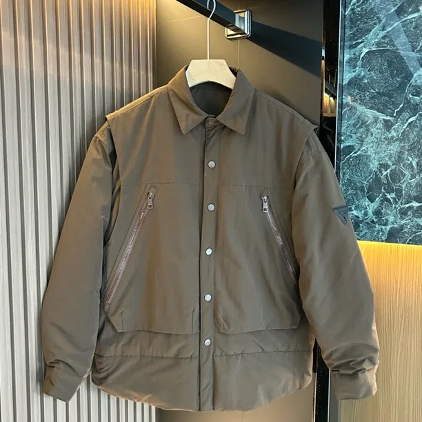 二棉服冬季新款常规款拼接立领工装风保暖休闲外套韩版时尚