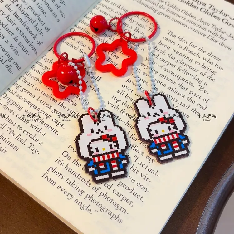 三丽鸥kt小兔像素亚克力挂件可爱卡通素描钥匙扣学生包包挂饰礼物