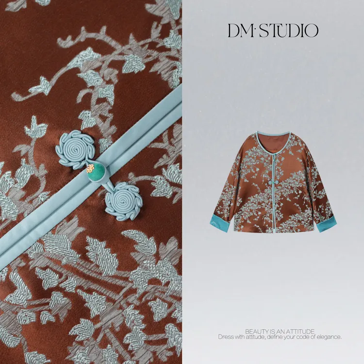 DEDM•STUDIO/新中式复古静奢小众提花排扣长袖外套2508WT/L10030