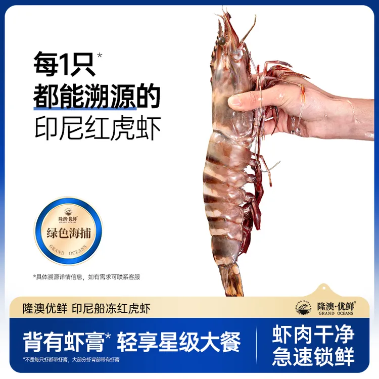 【特大号海捕虎虾】隆澳 鲜活速冻 家庭量贩装 非黑虎虾920g