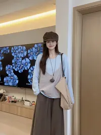 【小王家】075韩剧女主穿搭套装女别致设计感叠穿吊带背心两件套