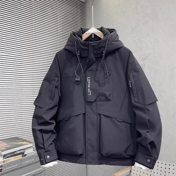 2025年新款防寒服羽绒服男士新款冬季休闲连帽时尚保暖加厚工装外