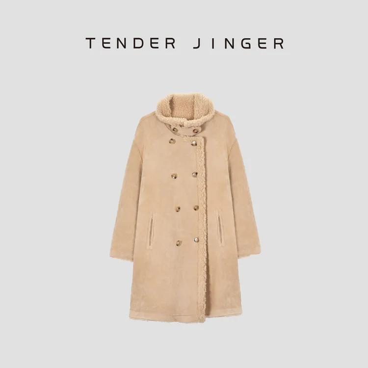 Tender Jinger｜线下专供 两面穿绵羊毛双排扣颗粒外套T54XLK50236