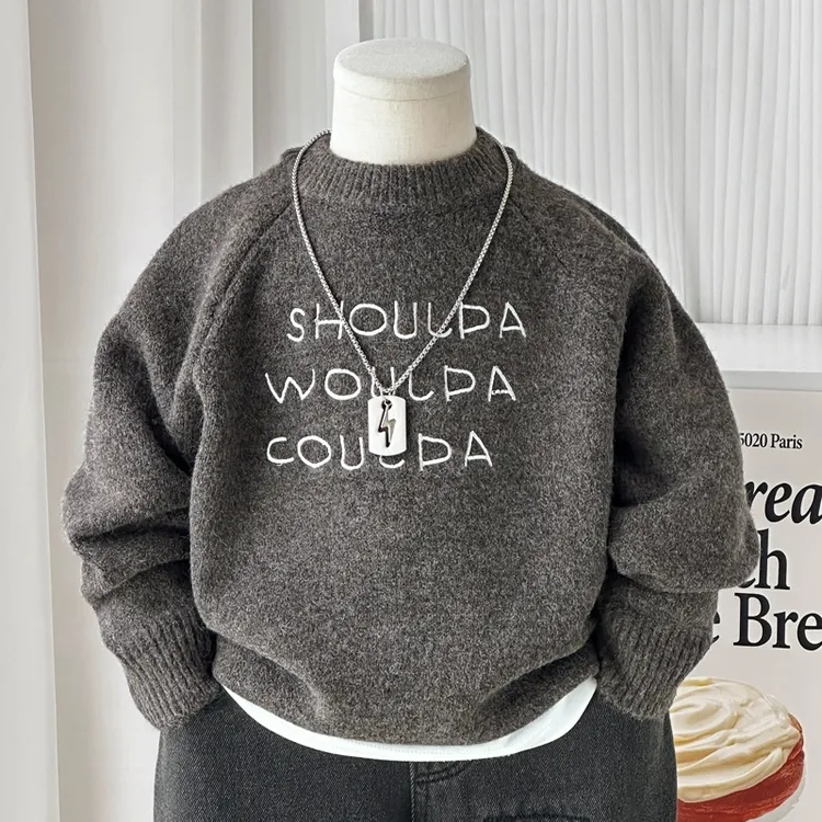 男童毛衣秋冬2025新款儿童韩版圆领针织衫冬季男孩宝宝打底套头衫