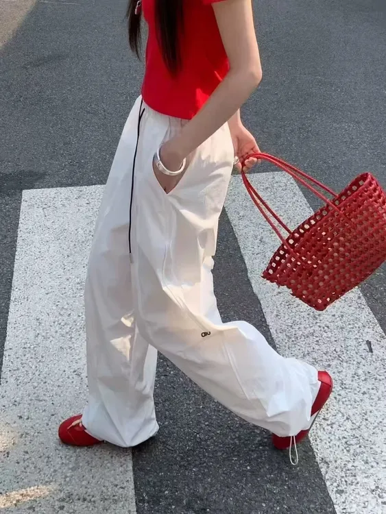 夏季薄款高腰显瘦气球裤宽松舒适速干休闲两穿弯刀裤