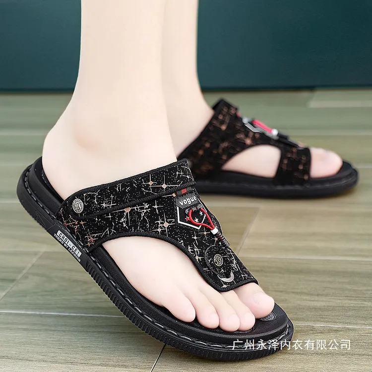2025人字拖男夏季新款个性室外穿时尚沙滩鞋休闲开车拖鞋两用潮凉