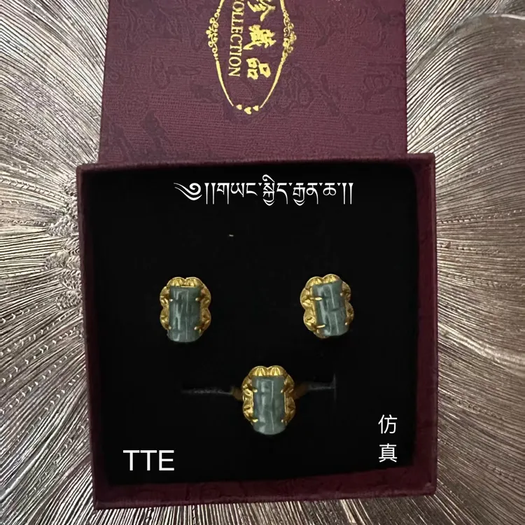 钛钢大理石项链 111两件套钛钢大理石耳饰 仿真 新款