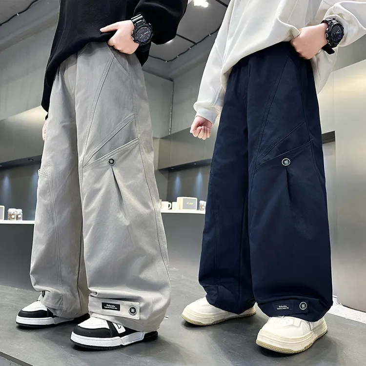 男童春秋洋气工装裤2025新款中大童宽松休闲裤子儿童户外男童裤子