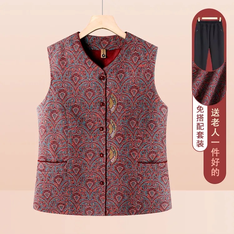 中老年女装奶奶秋季洋气马甲坎肩妈妈秋装上衣外套老太太衣服