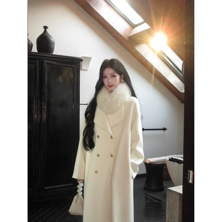 深冬独特超好看羊毛双面毛呢外套女2025新款高级感富家千金感大衣