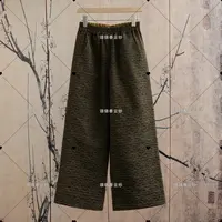 【顺】新中式双面双穿黄绿色饕餮纹休闲裤C568