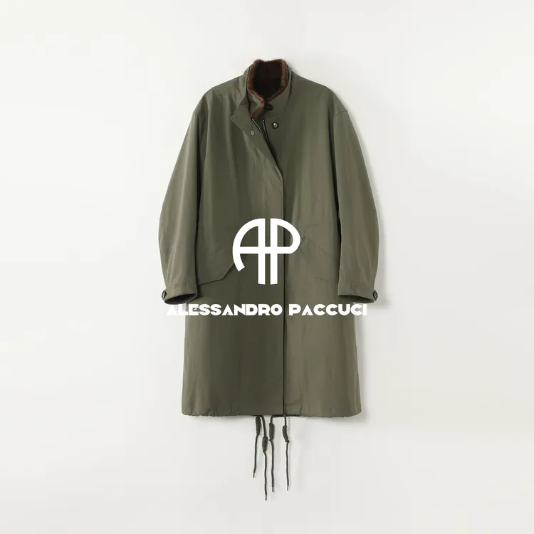 AP洛哥54201WT 棉+进口水貂立领抽绳时尚休闲中长款派克外套